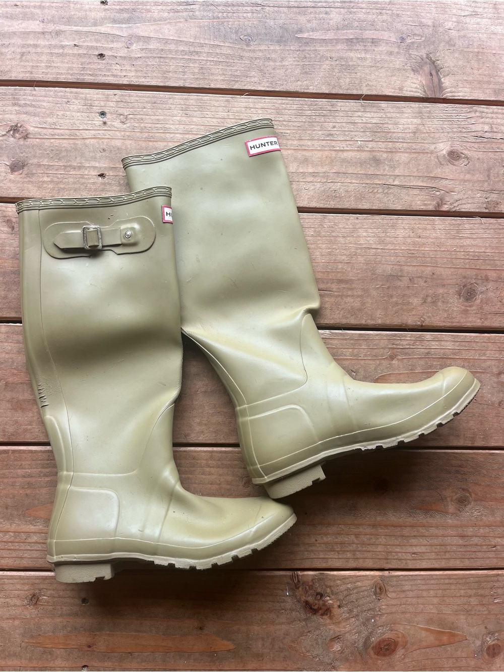 Tall Hunter Rain Boots Tan Beige 8